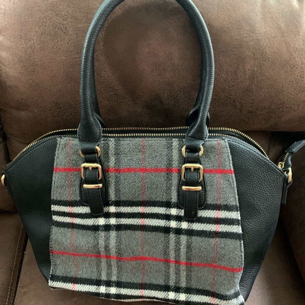 NWOT Plaid Black and Gray Women's Handbag
